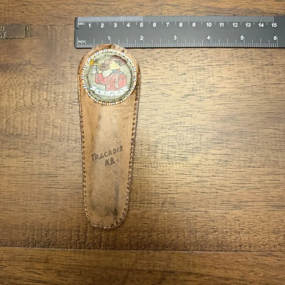 Vintage 50s RCMP Bottle Opener and Leather Sheath Royal Canadian Mounted Police